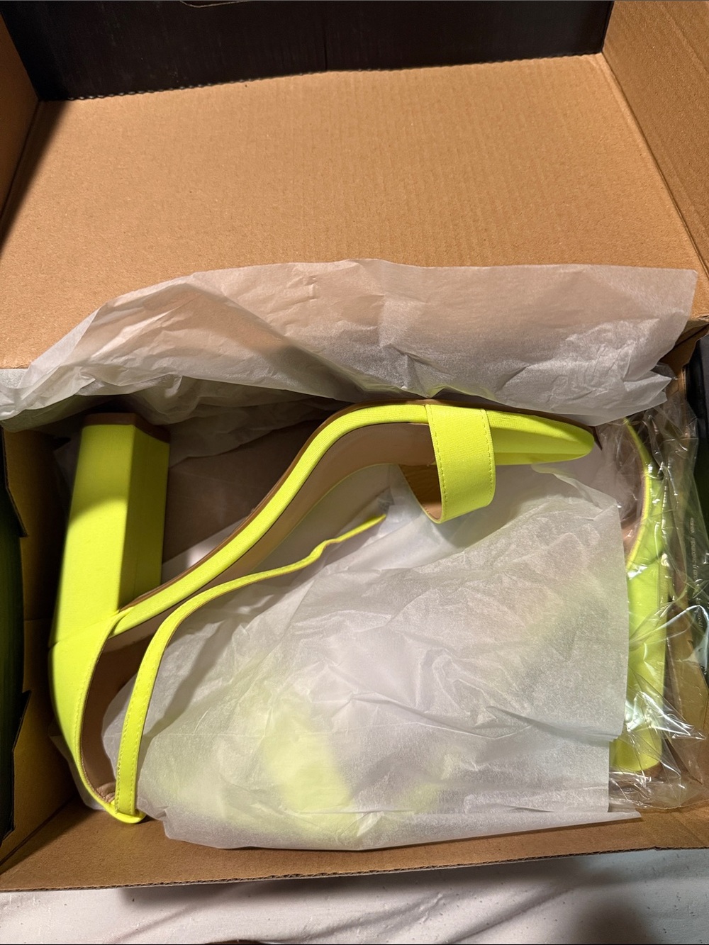 Fashion Nova Neon Yellow Block Heel Sandals